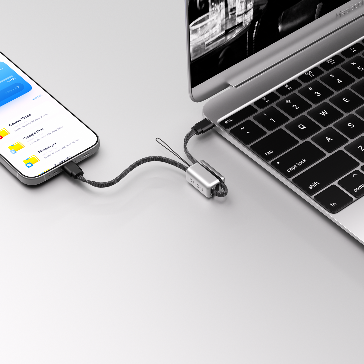 ZLOS LY01 FlexiShort C to C Cable phone lanyard For Power bank