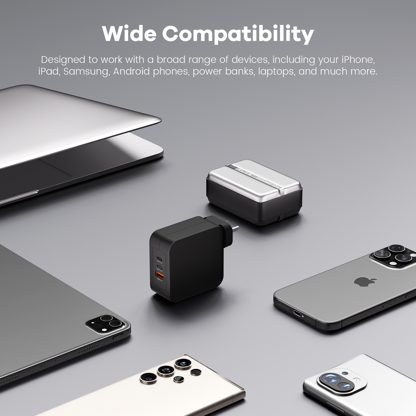 ZLOS GFC100 100W GaN 3-Port USB-C USB-A Wall Black Fast Charger