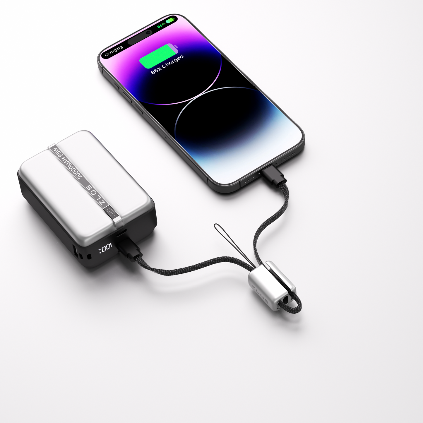 ZLOS LY01 FlexiShort C to C Cable phone lanyard For Power bank