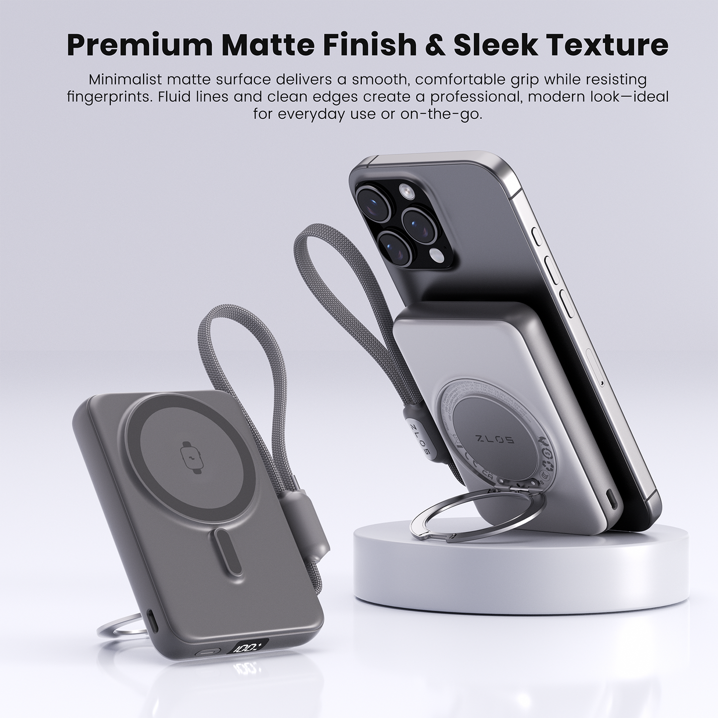 ZLOS TS10 10000mAh Ultra-Thin Rotating Stand 35W Wireless Power Bank