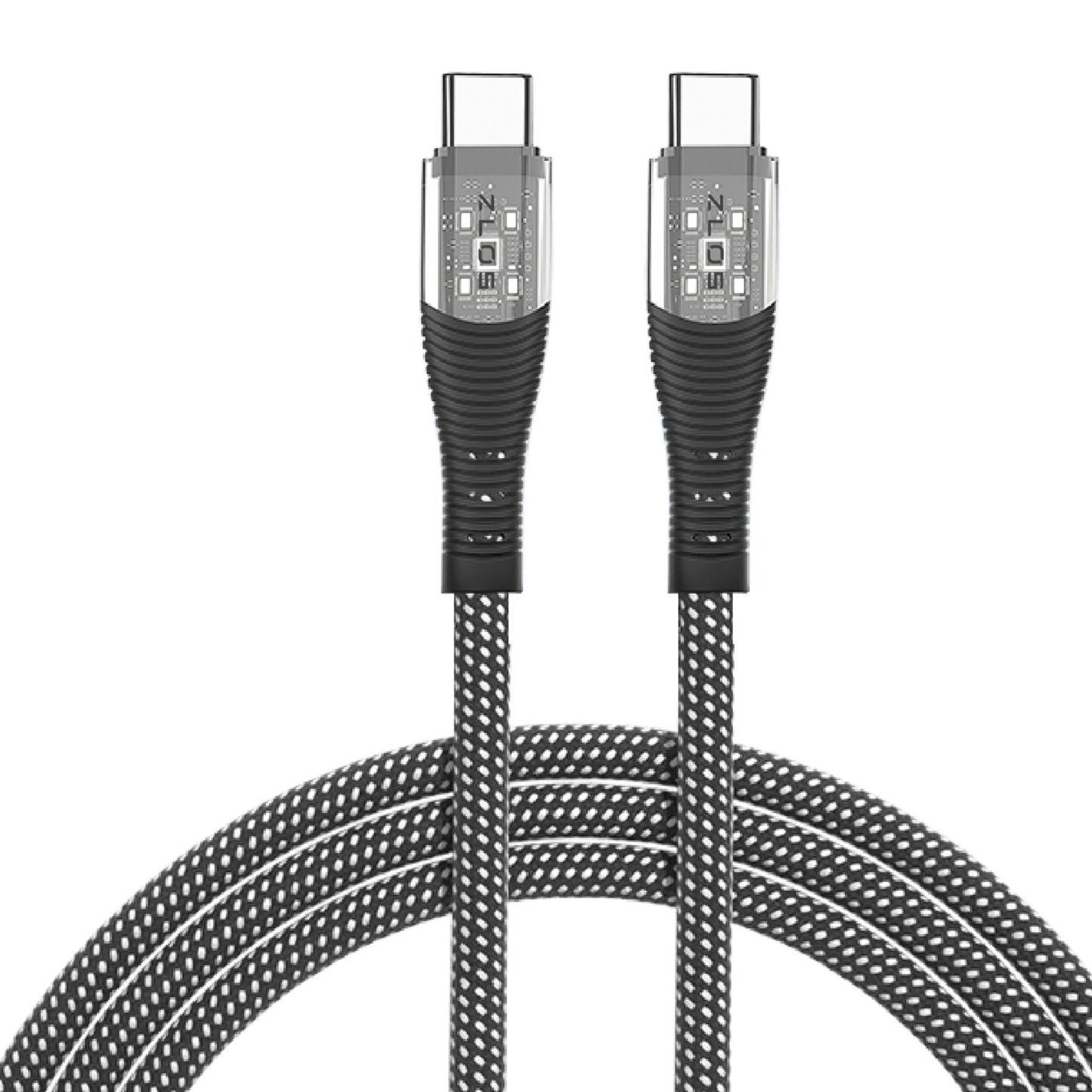 ZLOS ZC03 66W USB-C to USB-C Transparent Braided Cable – 1m