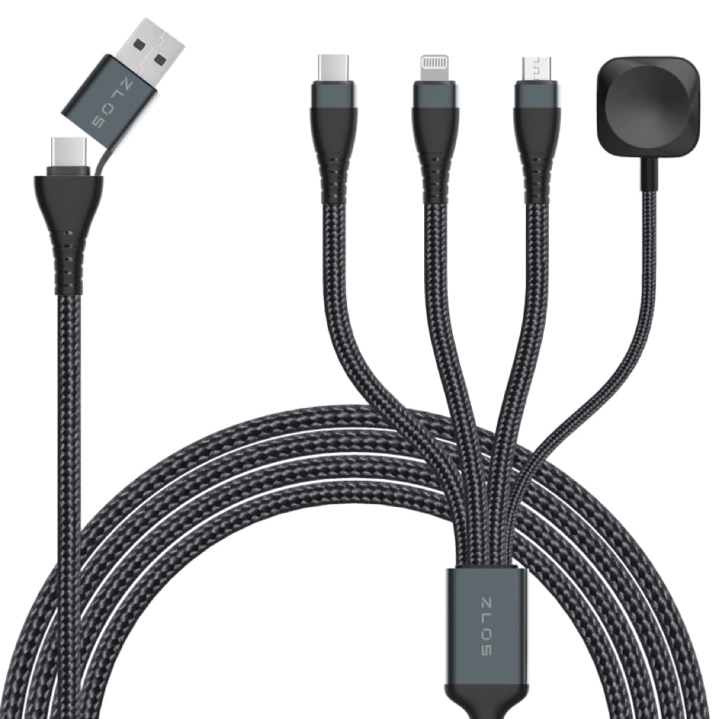 ZLOS ZC09 100W 4-in-2 Braided Multi Charging Data Cable – 3m