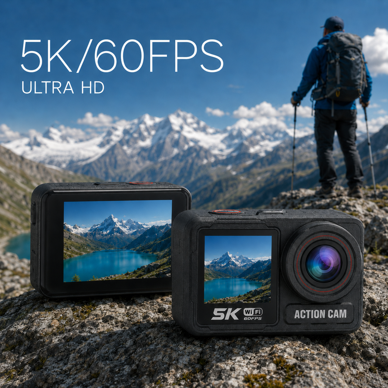 ZLOS LS04 5K 60FPS Dual‑Screen Action Camera 30M Waterproof, Removable Battery & Remote