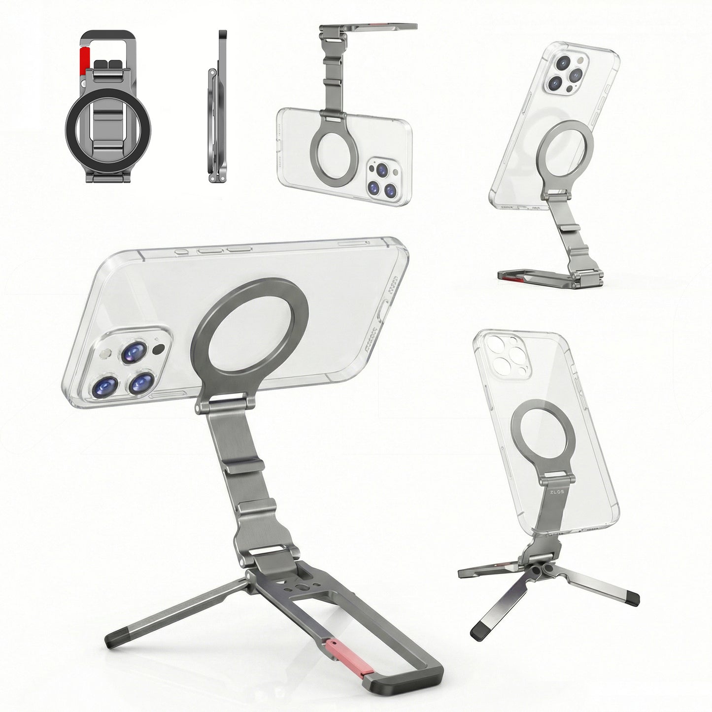 ZLOS PS11 Magnetic Tripod Phone Stand with Auto-Rebound Carabiner