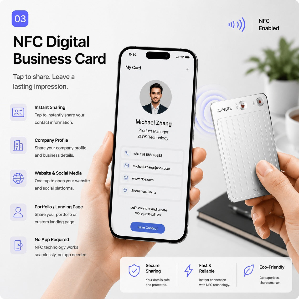 ZLOS AI01 Magnetic Voice Recorder with Real-Time Transcription, Bluetooth & WiFi Smart Recorder for Meetings, Interviews and Lectures