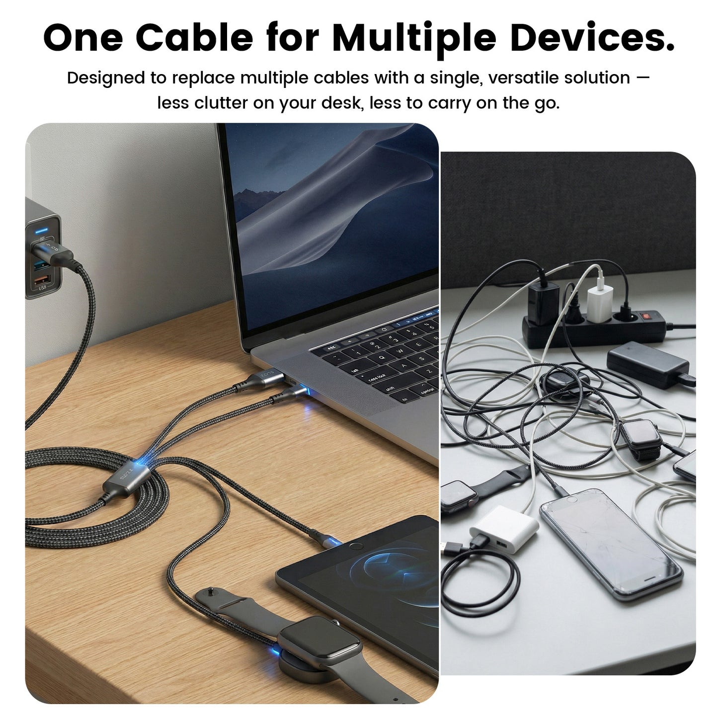 ZLOS ZC09 100W 4-in-2 Braided Multi Charging Data Cable – 3m