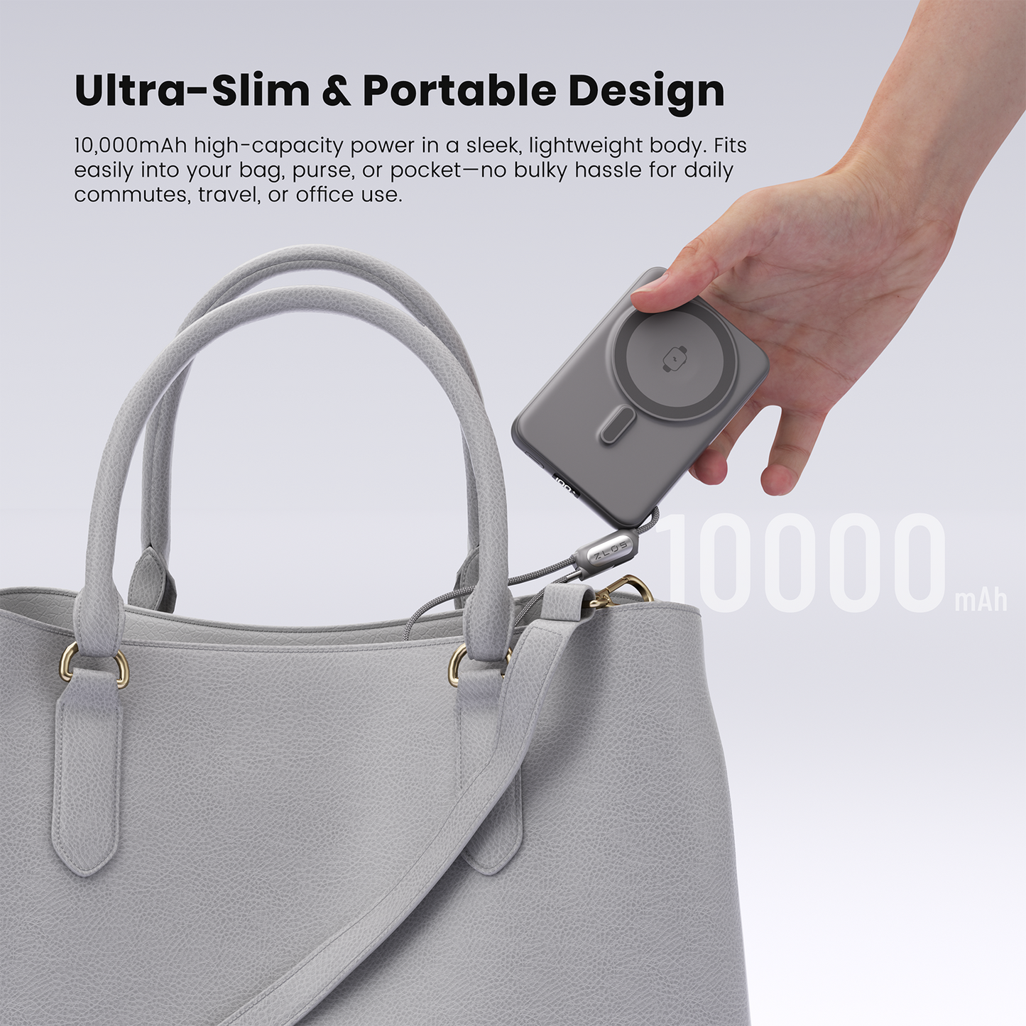 ZLOS TS10 10000mAh Ultra-Thin Rotating Stand 35W Wireless Power Bank