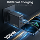 ZLOS  GFC100 100W GaN 3-Port USB-C USB-A Wall Black Fast Charger