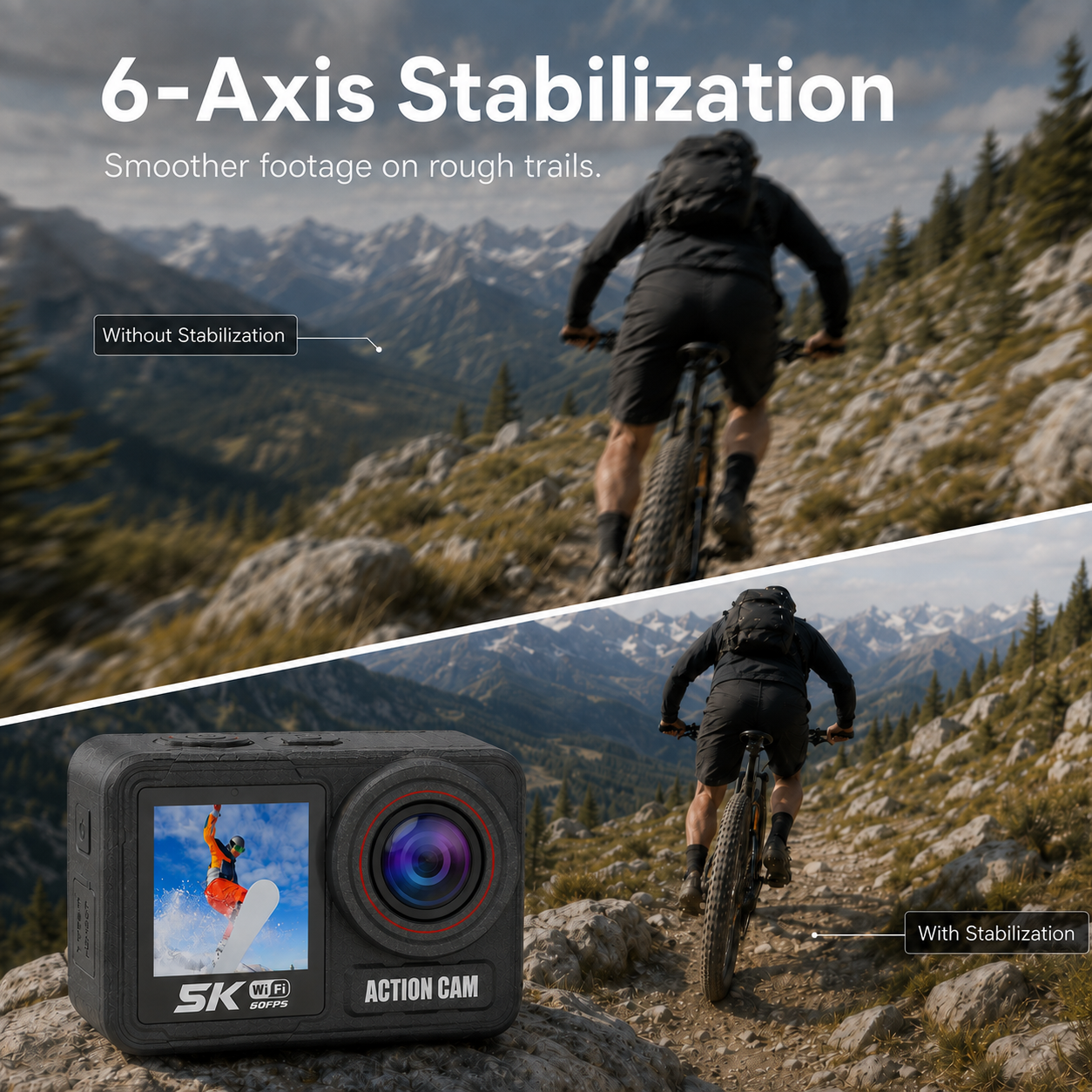 ZLOS LS04 5K 60FPS Dual‑Screen Action Camera 30M Waterproof, Removable Battery & Remote