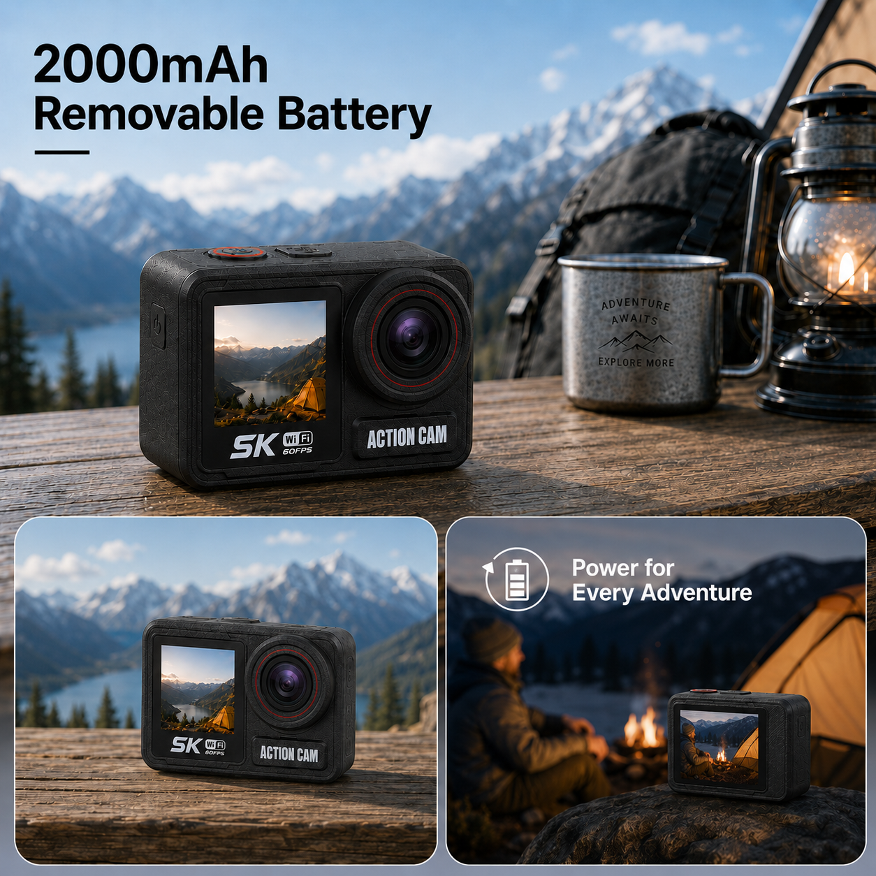 ZLOS LS04 5K 60FPS Dual‑Screen Action Camera 30M Waterproof, Removable Battery & Remote