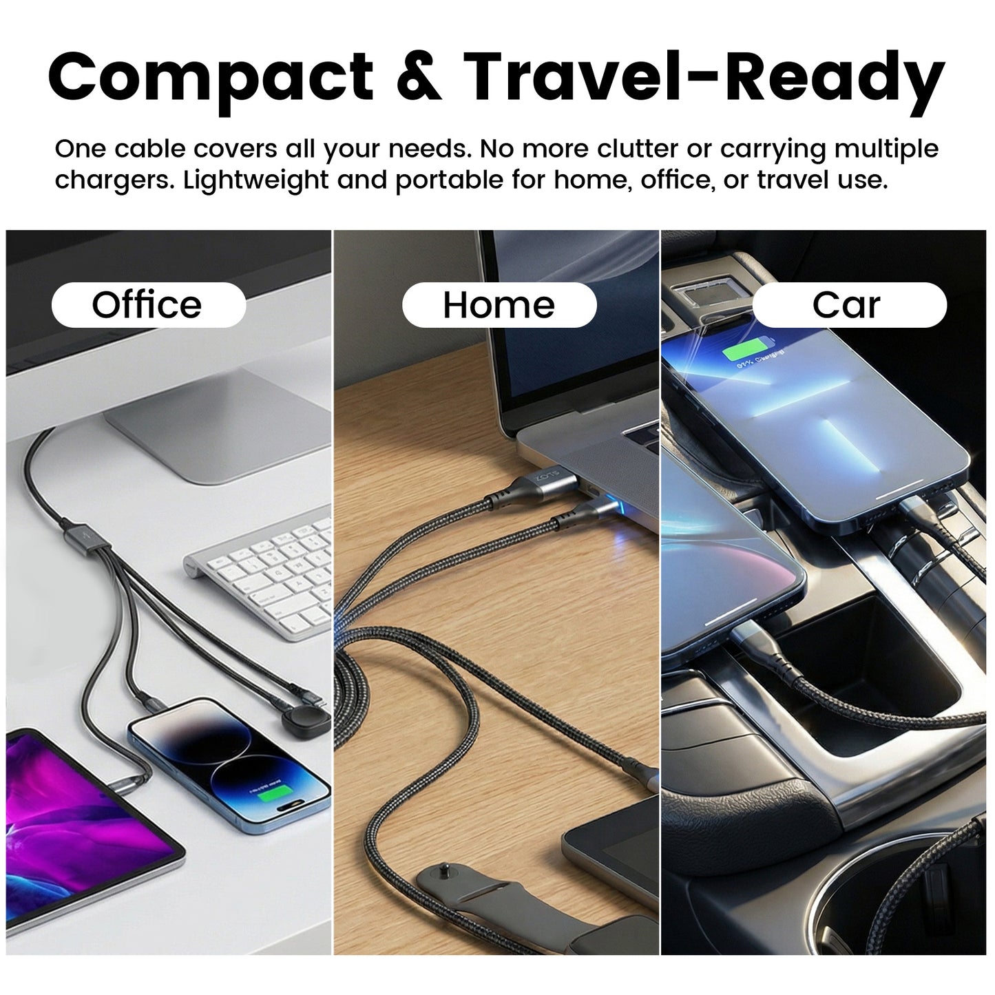 ZLOS ZC09 100W 4-in-2 Braided Multi Charging Data Cable – 3m