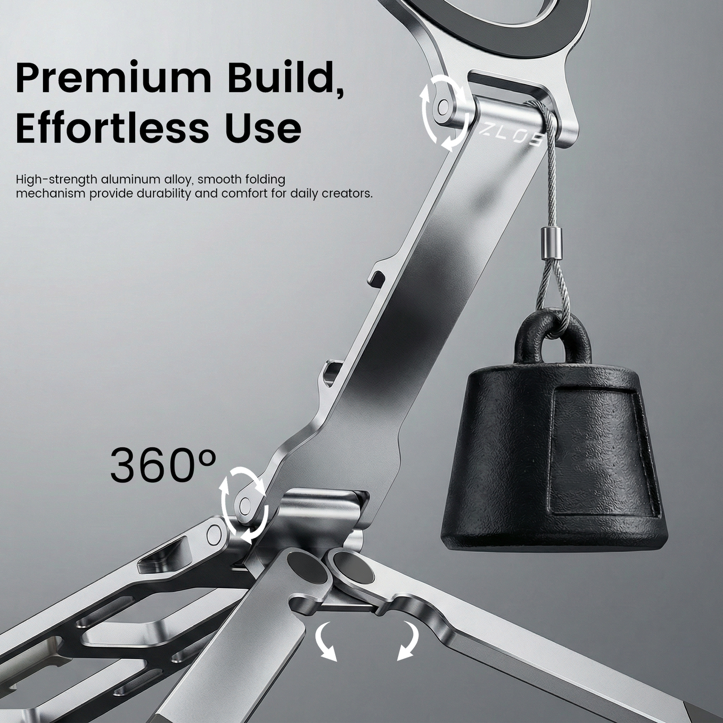 ZLOS PS11 Magnetic Tripod Phone Stand with Auto-Rebound Carabiner