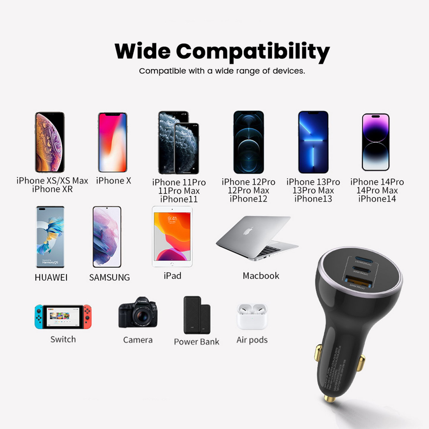 ZLOS MM05 3-Port Fast Car Charger Cigarette Lighter Adapter