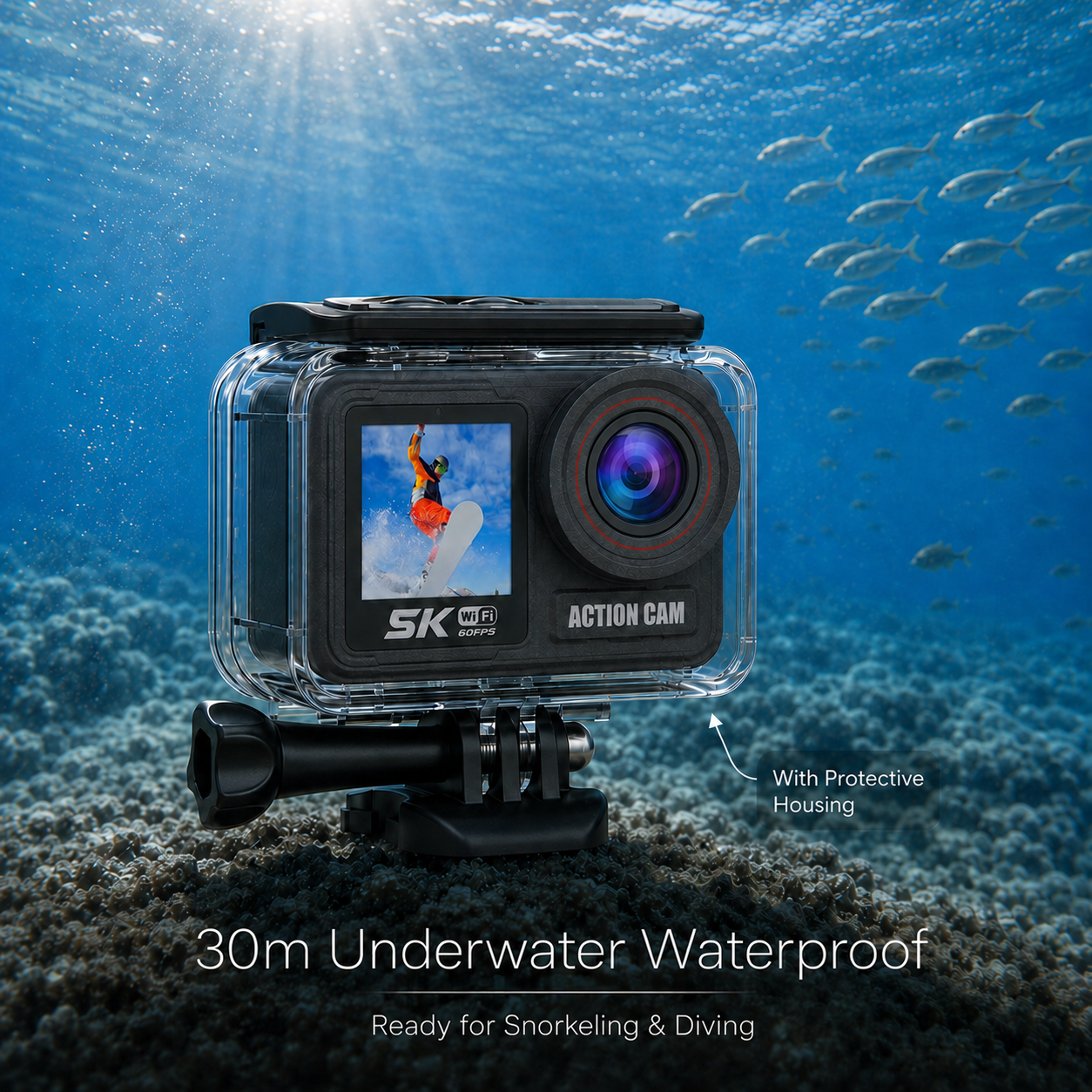 ZLOS LS04 5K 60FPS Dual‑Screen Action Camera 30M Waterproof, Removable Battery & Remote