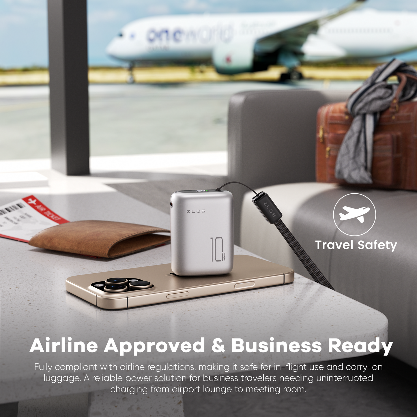 ZLOS MT10 smallest 10000mah power bank 22.5W with Lanyard Integrated Cable