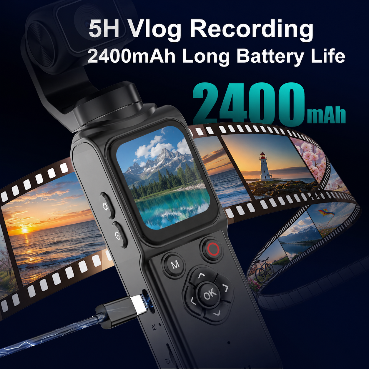 ZLOS LS03 4K Pocket Action Camera with Face Tracking, WiFi, 1.72" Touch Screen, 18X Zoom & Tripod