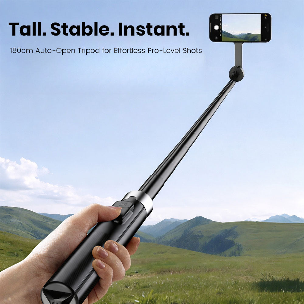 ZLOS PS14 Auto-Open 180cm Tall Tripod Magnetic Selfie Stick with Bluetooth Remote