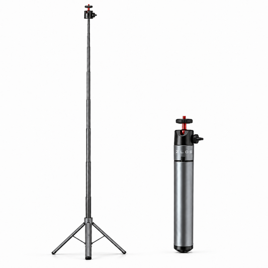 ZLOS PS15 Action Camera Tripod Stand, 1.8m Extendable Tripod with 360° Rotation & 1/4" Screw Mount