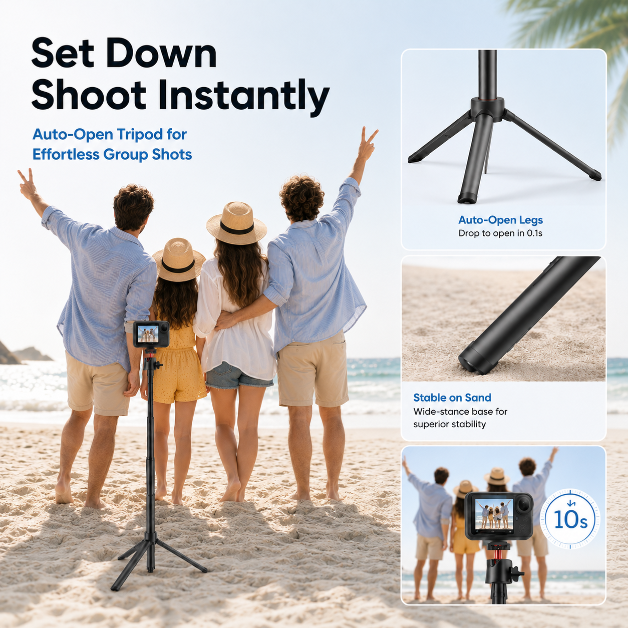 ZLOS PS15 Action Camera Tripod Stand, 1.8m Extendable Tripod with 360° Rotation & 1/4" Screw Mount