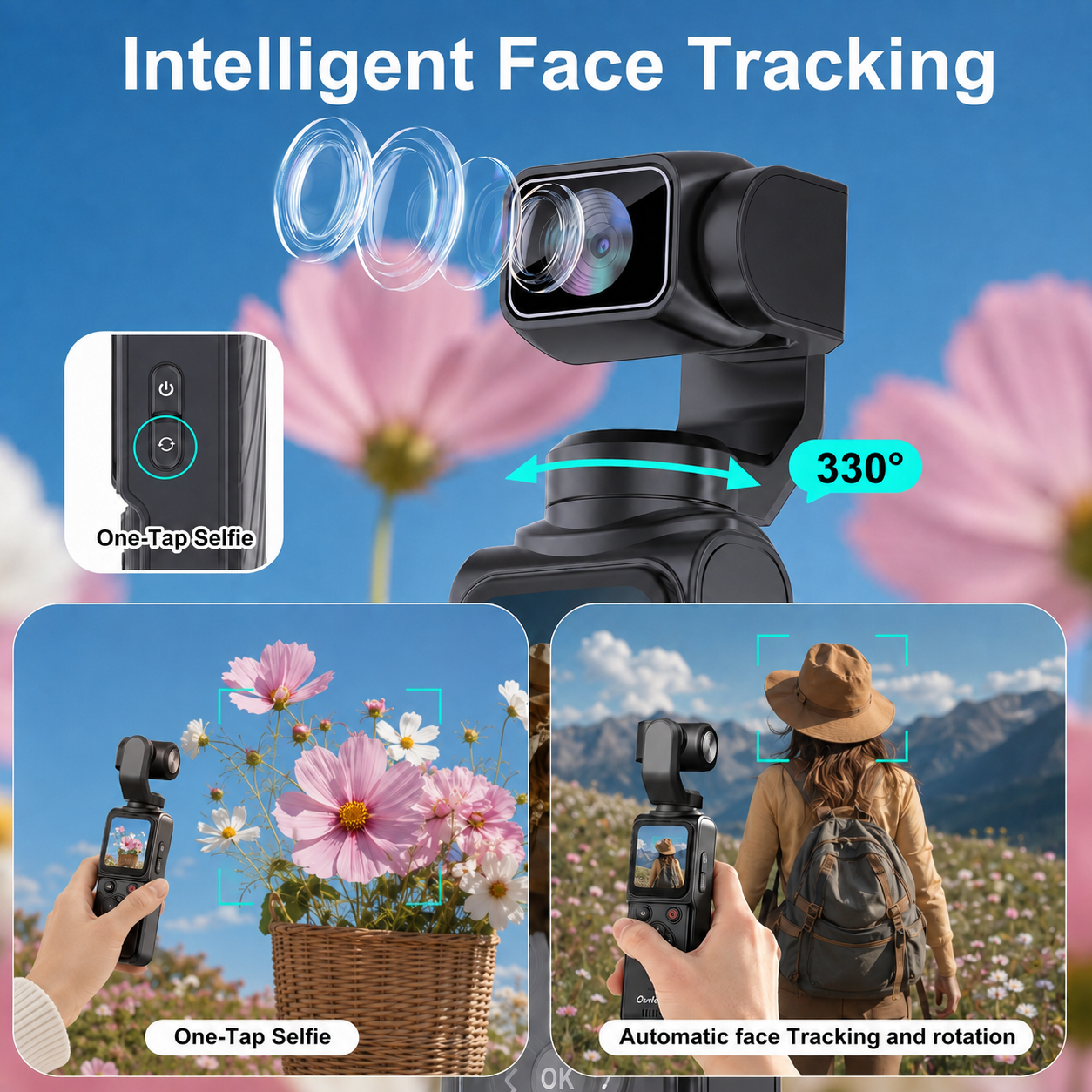 ZLOS LS03 4K Pocket Action Camera with Face Tracking, WiFi, 1.72" Touch Screen, 18X Zoom & Tripod