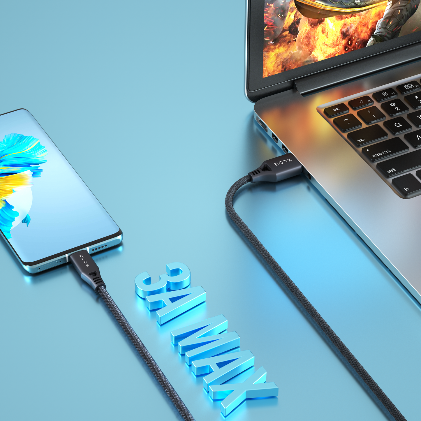 USB-A to USB-C Cable - Grey 1.2m